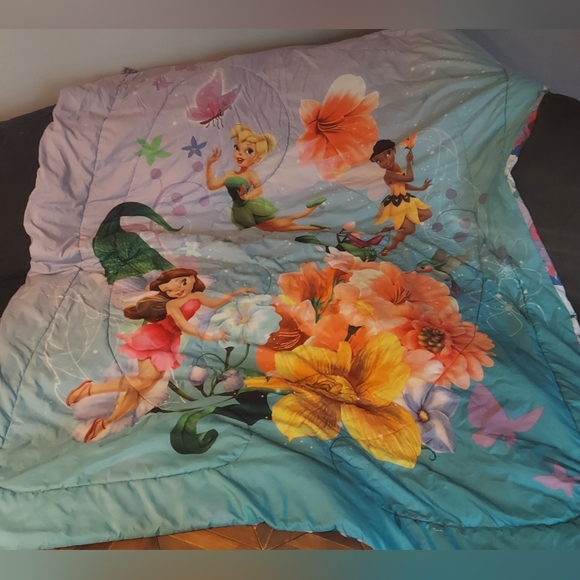 Disney Kids Tinkerbell Fairies Fantasy Floral‎ Twin/Full Reversible Comforter - Picture 1 of 4